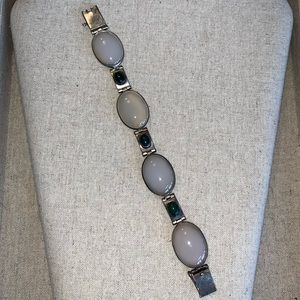 Estate Sterling Silver and Moonstone Bracelet